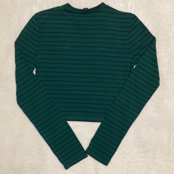 Forever 21 Long Sleeve Ribbed Striped Crop Top Large - Picture 4 of 7
